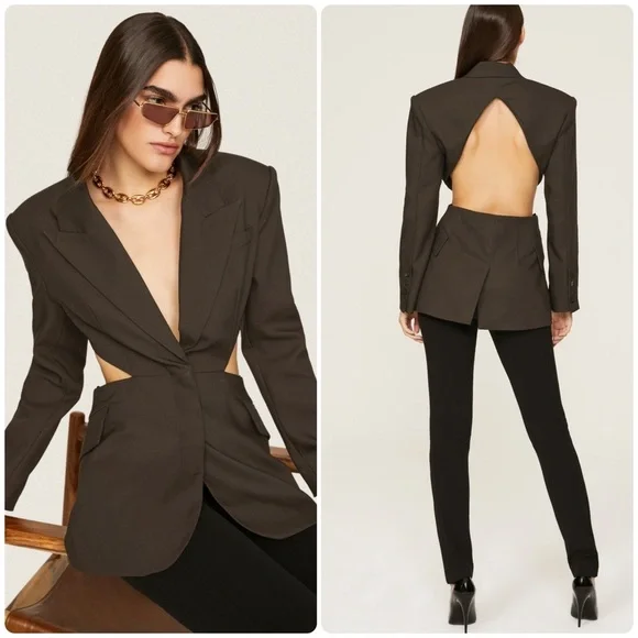 New! Ronny Kobo Lola Cutout Blazer in Chocolate Brown 🤎 Small - Picture 3 of 8